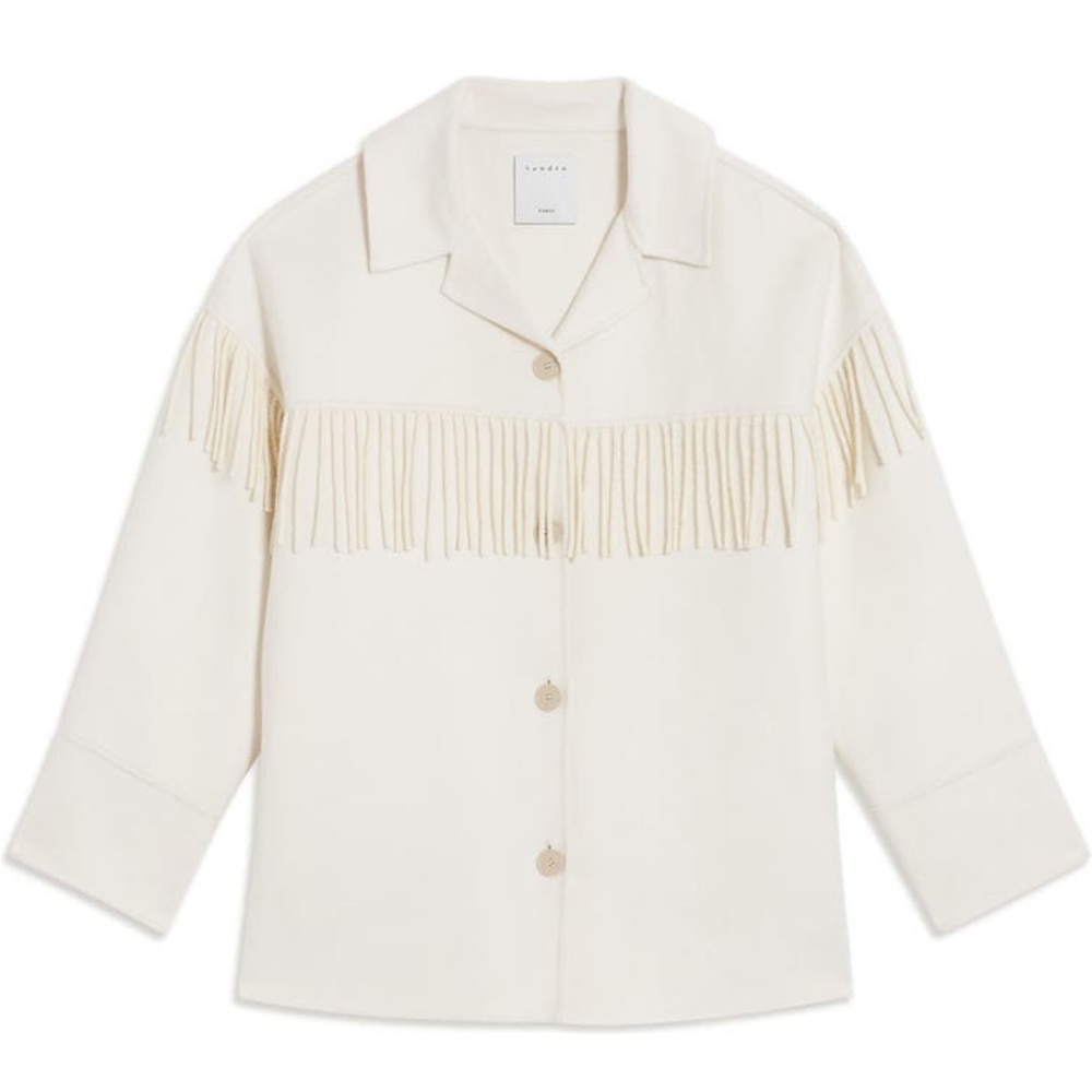 Sandro Paris Brandon Wool Fringe Jacket